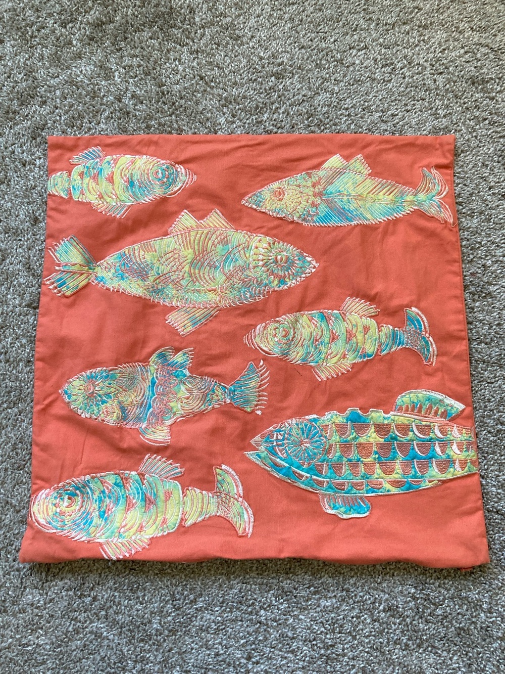 Tommy Bahama Fish Embroidered Square Pillow Sham Beach house Tropical Coastal